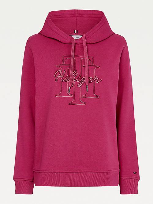 Tommy Hilfiger Monogram Embroidery Regular Fit Hoodie Dames Rood | TH657PKV