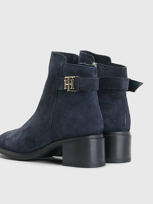 Tommy Hilfiger Monogram Gesp Mid Heel Ankle Laarzen Dames Blauw | TH179INT