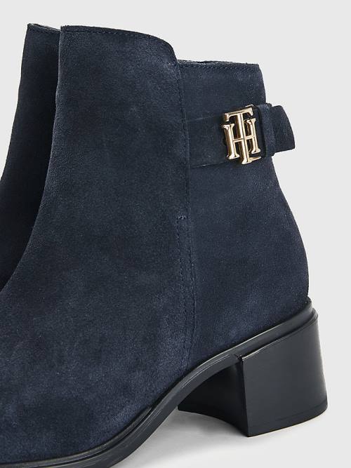 Tommy Hilfiger Monogram Gesp Mid Heel Ankle Laarzen Dames Blauw | TH179INT