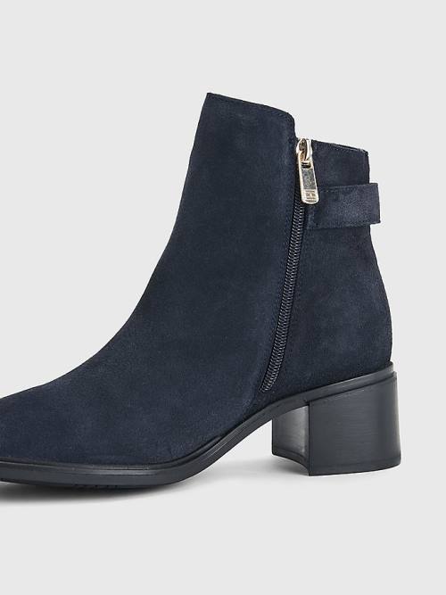 Tommy Hilfiger Monogram Gesp Mid Heel Ankle Laarzen Dames Blauw | TH179INT