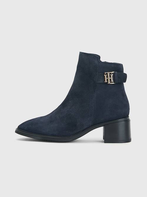 Tommy Hilfiger Monogram Gesp Mid Heel Ankle Laarzen Dames Blauw | TH179INT