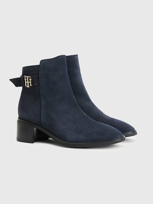 Tommy Hilfiger Monogram Gesp Mid Heel Ankle Laarzen Dames Blauw | TH179INT