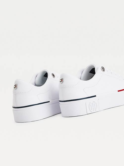 Tommy Hilfiger Monogram Leren Sneakers Dames Wit | TH961RHW