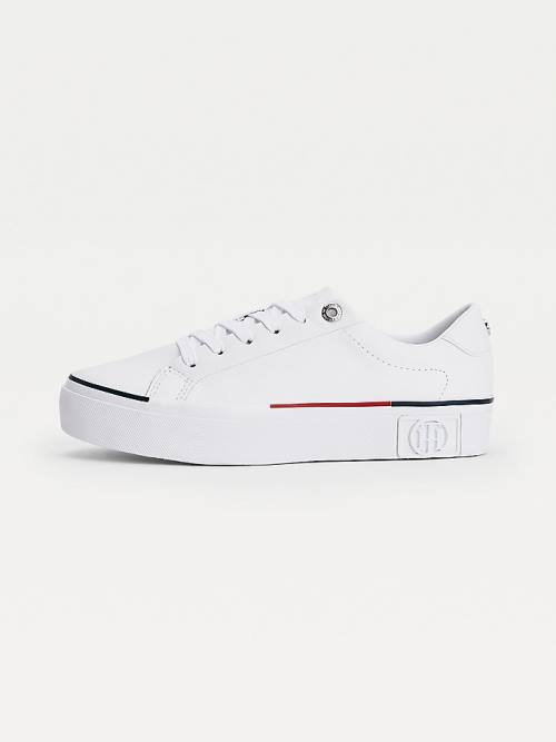 Tommy Hilfiger Monogram Leren Sneakers Dames Wit | TH961RHW