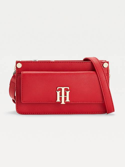 Tommy Hilfiger Monogram Lock Small Crossover Tassen Dames Rood | TH571DMY