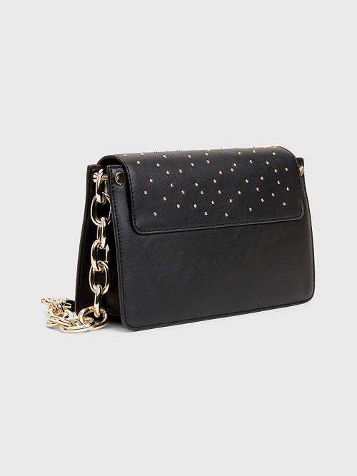 Tommy Hilfiger Monogram Lock Studded Crossover Tassen Dames Zwart | TH579QRM