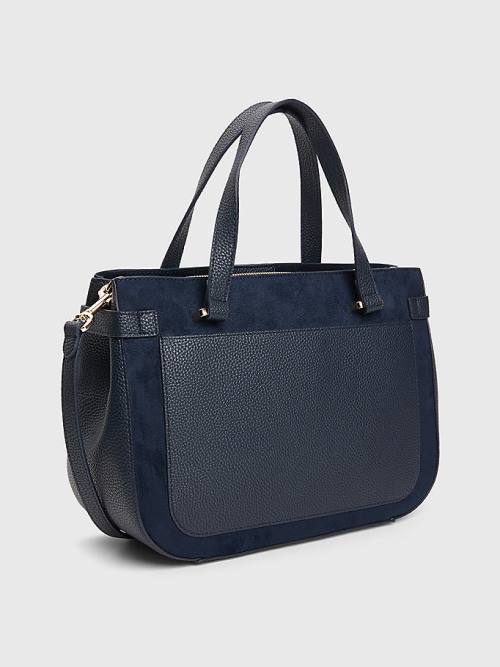 Tommy Hilfiger Monogram Plaque Satchel Tassen Dames Blauw | TH978KFZ