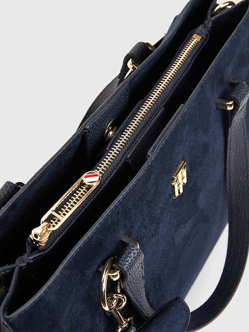 Tommy Hilfiger Monogram Plaque Satchel Tassen Dames Blauw | TH978KFZ