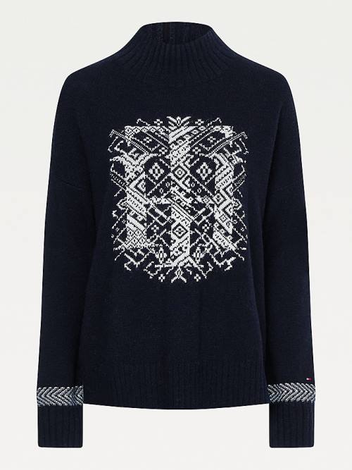 Tommy Hilfiger Monogram Relaxed Fit Alpaca Jumper Truien Dames Zwart | TH467QVO