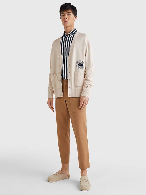 Tommy Hilfiger Motion Flag Cardigan Truien Heren Beige | TH754GLD