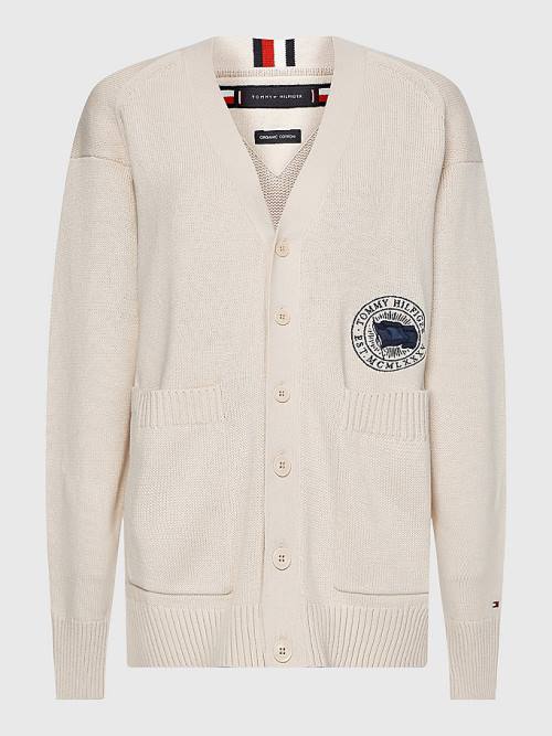 Tommy Hilfiger Motion Flag Cardigan Truien Heren Beige | TH754GLD