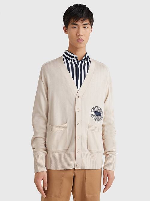 Tommy Hilfiger Motion Flag Cardigan Truien Heren Beige | TH754GLD