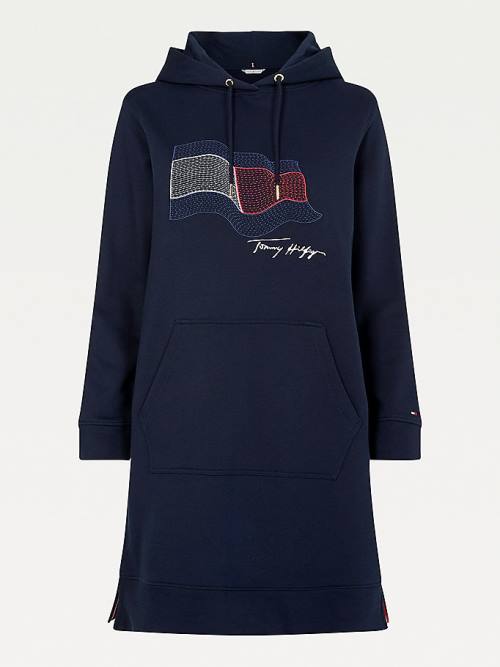 Tommy Hilfiger Motion Flag Jurken Dames Blauw | TH058TOP