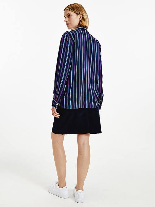 Tommy Hilfiger Multicolour Stripe Viscose Blouse Dames Blauw | TH734UJG