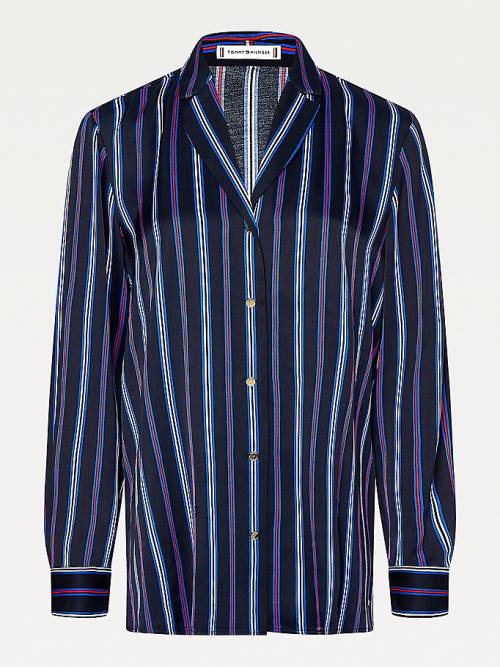 Tommy Hilfiger Multicolour Stripe Viscose Blouse Dames Blauw | TH734UJG