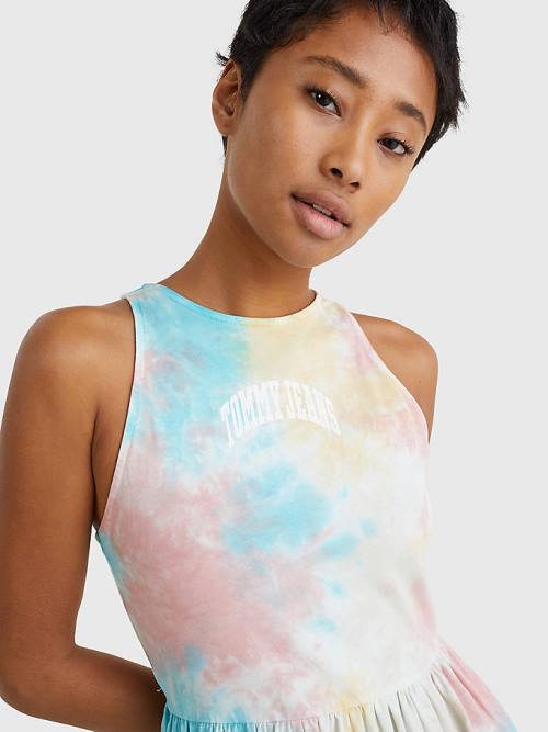 Tommy Hilfiger Multicolour Tie-Dye Skater Jurken Dames Wit | TH389TFJ