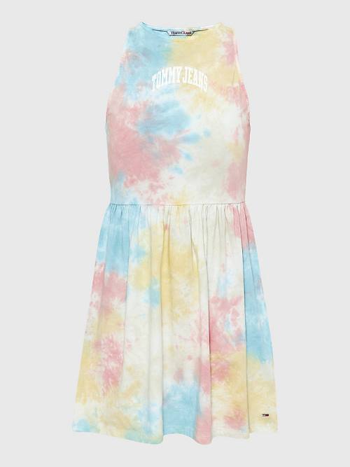 Tommy Hilfiger Multicolour Tie-Dye Skater Jurken Dames Wit | TH389TFJ