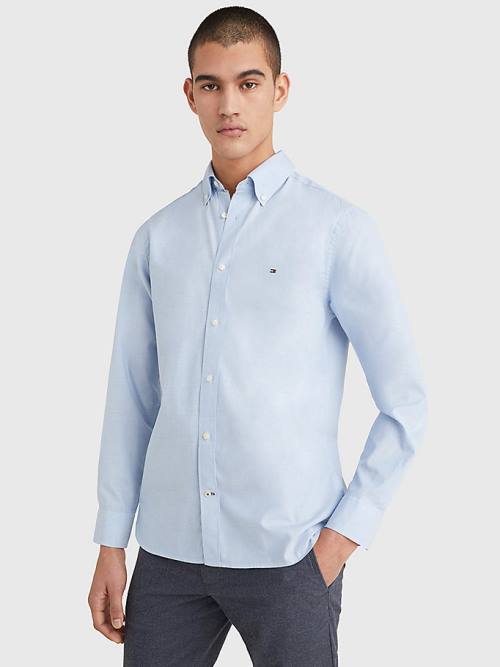 Tommy Hilfiger Natural Soft Poplin Regular Fit Overhemd Heren Blauw | TH658OAJ