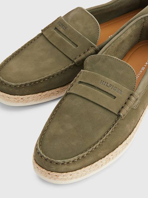 Tommy Hilfiger Nubuck Espadrilles Moccasins Vrijetijdsschoenen Heren Khaki | TH271YXE