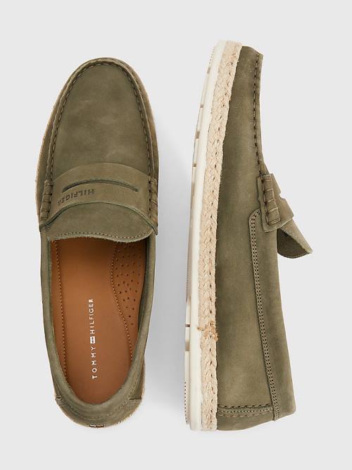 Tommy Hilfiger Nubuck Espadrilles Moccasins Vrijetijdsschoenen Heren Khaki | TH271YXE