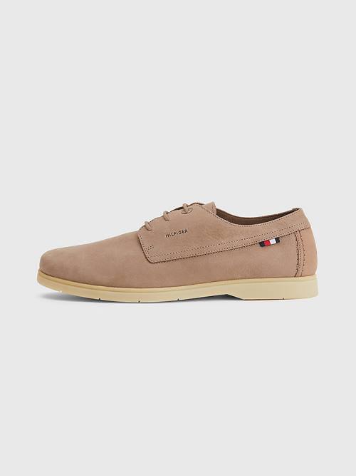 Tommy Hilfiger Nubuck Kanten-Up Vrijetijdsschoenen Heren Khaki | TH943CUP