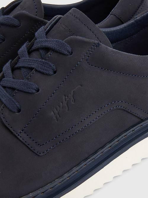 Tommy Hilfiger Nubuck Schoenplaatjes Kanten-Up Vrijetijdsschoenen Heren Blauw | TH760ATH