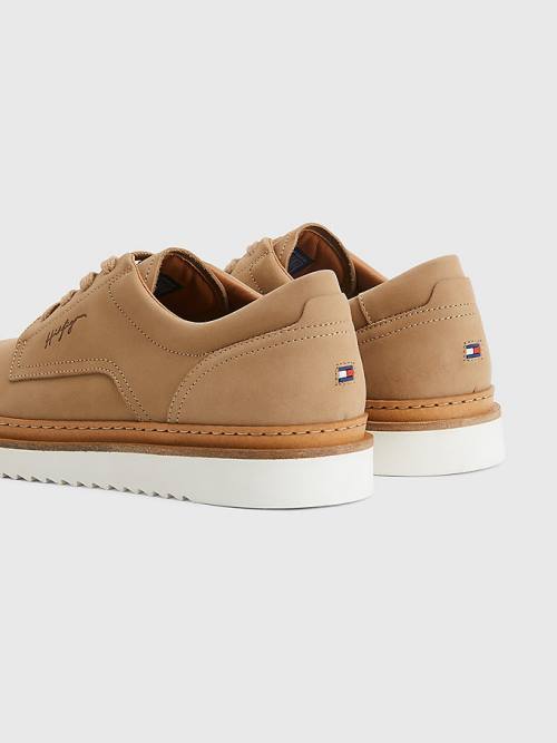 Tommy Hilfiger Nubuck Schoenplaatjes Kanten-Up Vrijetijdsschoenen Heren Khaki | TH901IWJ