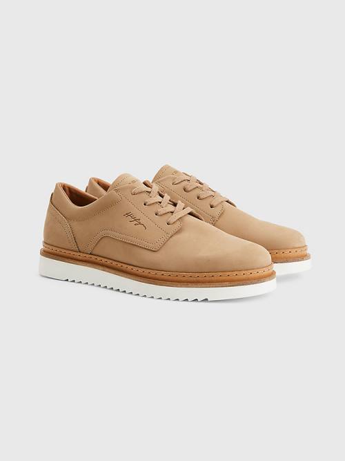 Tommy Hilfiger Nubuck Schoenplaatjes Kanten-Up Vrijetijdsschoenen Heren Khaki | TH901IWJ