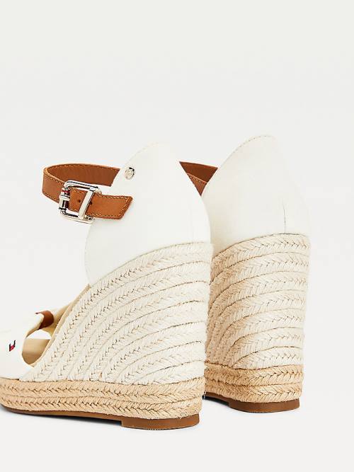 Tommy Hilfiger Open Neus High Wedge Espadrilles Sandalen Dames Wit | TH348FAO