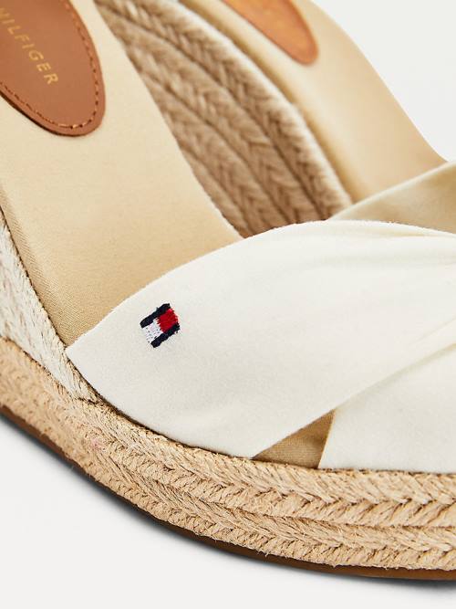 Tommy Hilfiger Open Neus High Wedge Espadrilles Sandalen Dames Wit | TH348FAO