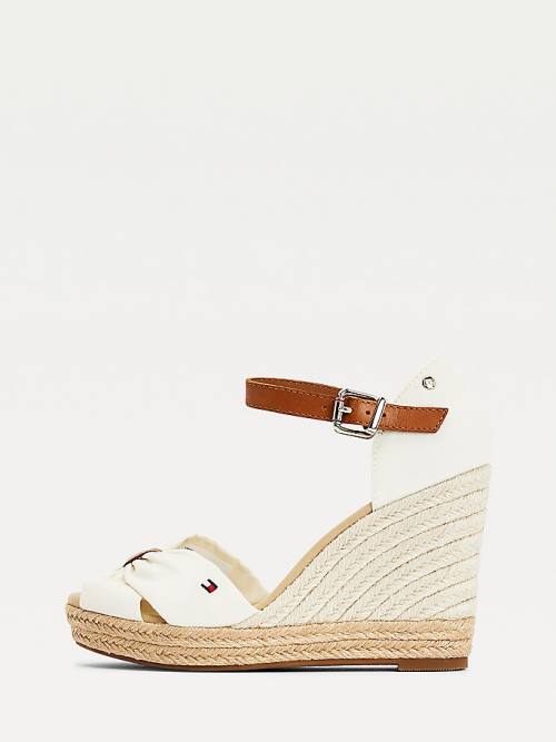 Tommy Hilfiger Open Neus High Wedge Espadrilles Sandalen Dames Wit | TH348FAO