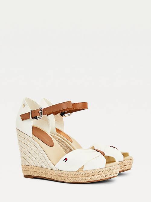 Tommy Hilfiger Open Neus High Wedge Espadrilles Sandalen Dames Wit | TH348FAO