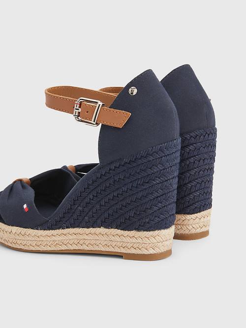 Tommy Hilfiger Open Neus High Wedge Espadrilles Sandalen Dames Blauw | TH469EKG