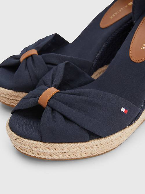 Tommy Hilfiger Open Neus High Wedge Espadrilles Sandalen Dames Blauw | TH469EKG