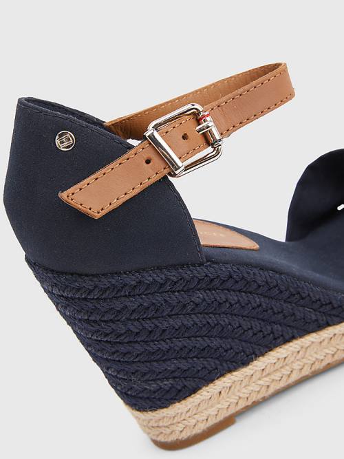 Tommy Hilfiger Open Neus High Wedge Espadrilles Sandalen Dames Blauw | TH469EKG