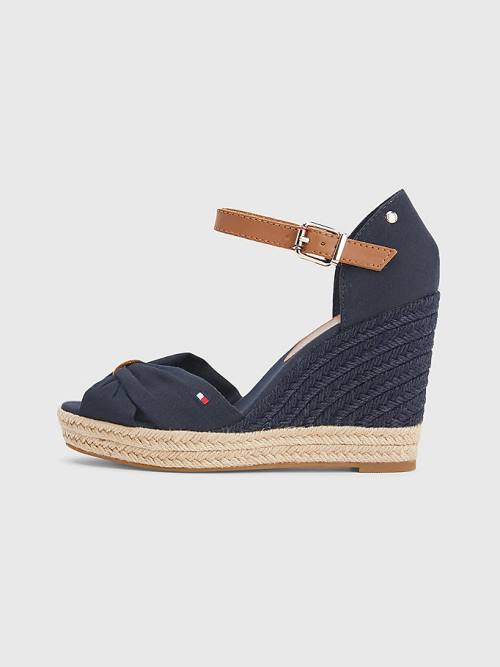 Tommy Hilfiger Open Neus High Wedge Espadrilles Sandalen Dames Blauw | TH469EKG