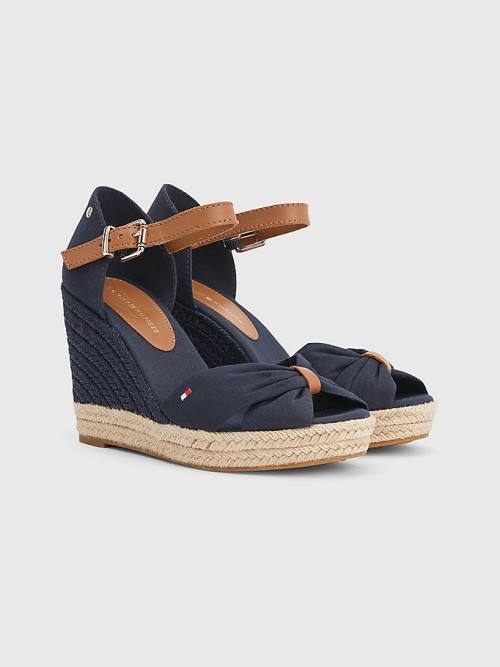 Tommy Hilfiger Open Neus High Wedge Espadrilles Sandalen Dames Blauw | TH469EKG