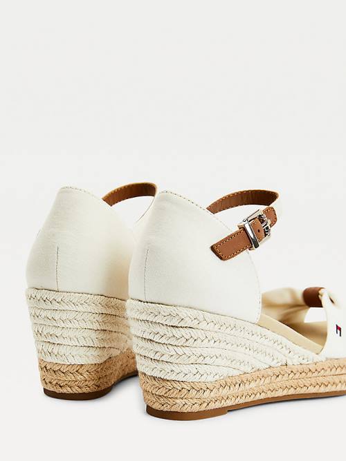 Tommy Hilfiger Open Neus Mid Wedge Espadrilles Sandalen Dames Wit | TH074ZLF