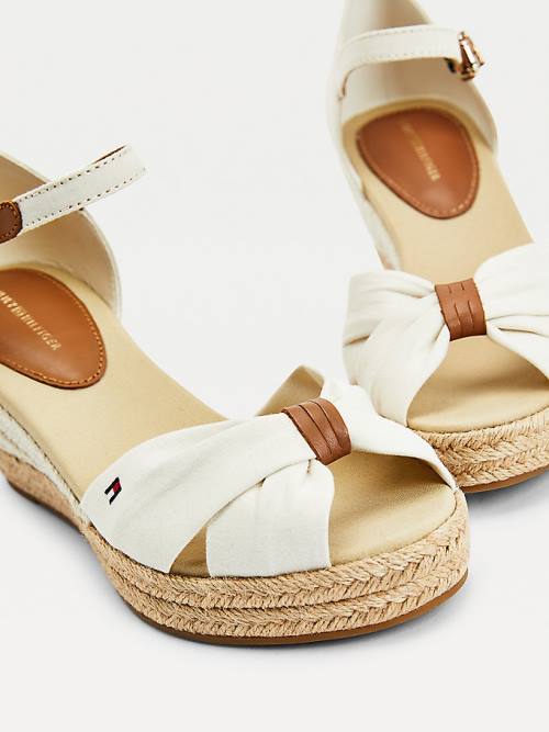 Tommy Hilfiger Open Neus Mid Wedge Espadrilles Sandalen Dames Wit | TH074ZLF