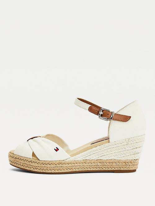 Tommy Hilfiger Open Neus Mid Wedge Espadrilles Sandalen Dames Wit | TH074ZLF