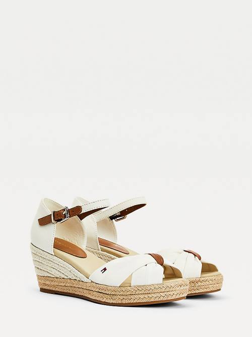 Tommy Hilfiger Open Neus Mid Wedge Espadrilles Sandalen Dames Wit | TH074ZLF