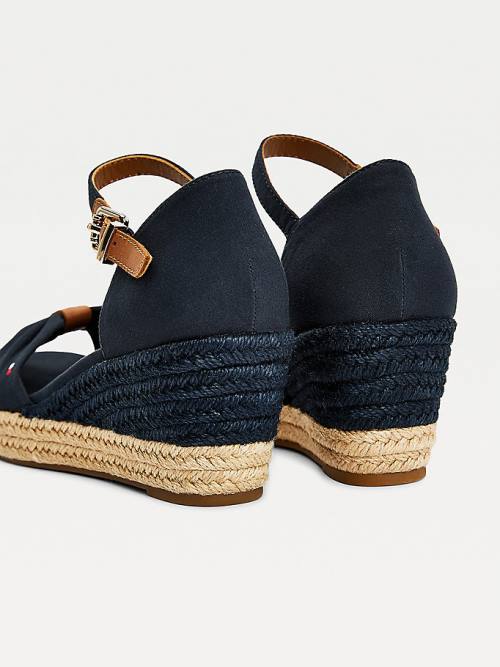 Tommy Hilfiger Open Neus Mid Wedge Espadrilles Sandalen Dames Blauw | TH589CDX