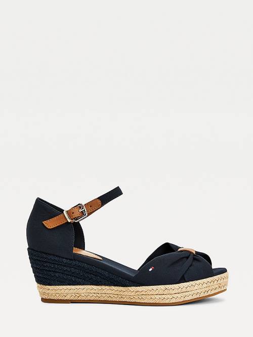 Tommy Hilfiger Open Neus Mid Wedge Espadrilles Sandalen Dames Blauw | TH589CDX