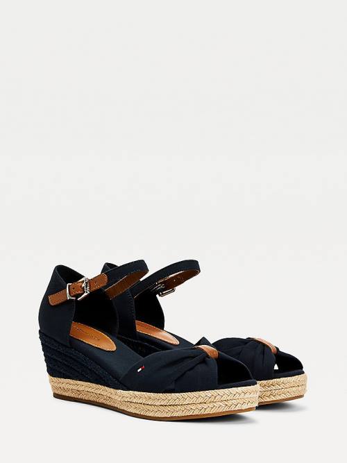 Tommy Hilfiger Open Neus Mid Wedge Espadrilles Sandalen Dames Blauw | TH589CDX