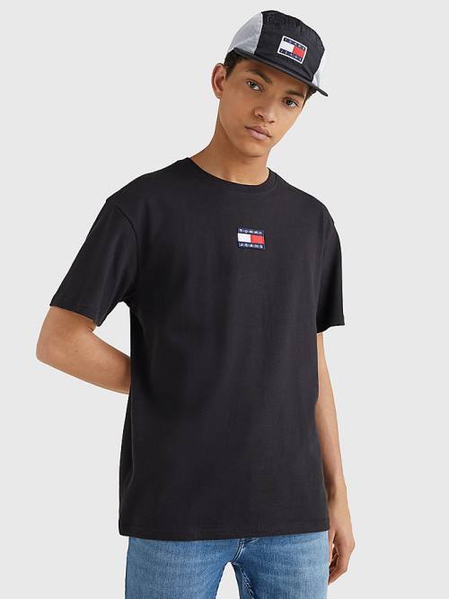 Tommy Hilfiger Organic Katoenen Badge T-shirts Heren Zwart | TH237RDI