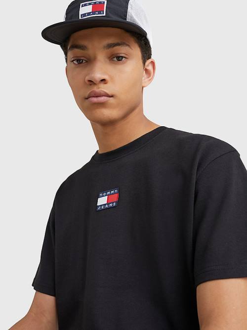 Tommy Hilfiger Organic Katoenen Badge T-shirts Heren Zwart | TH237RDI