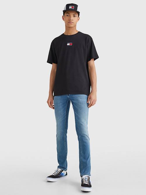 Tommy Hilfiger Organic Katoenen Badge T-shirts Heren Zwart | TH237RDI