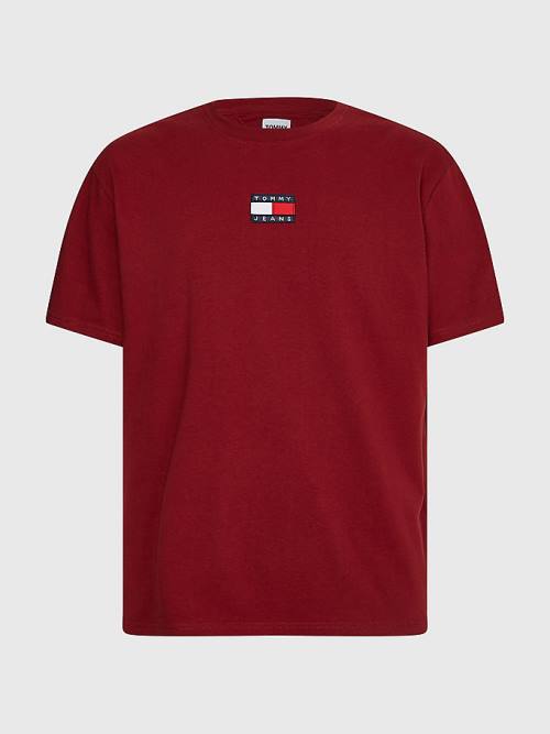 Tommy Hilfiger Organic Katoenen Badge T-shirts Heren Rood | TH403EXY