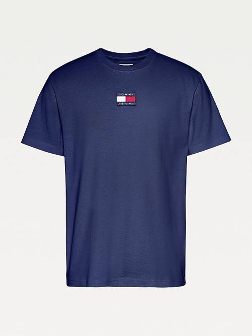 Tommy Hilfiger Organic Katoenen Badge T-shirts Heren Blauw | TH418XZT