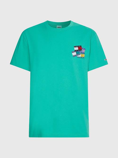 Tommy Hilfiger Organic Katoenen Badge T-shirts Heren Groen | TH493UYF